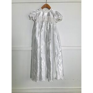 Angel's Garment 3- Piece Silk Satin Lace Embroidery Christening Set White XL
